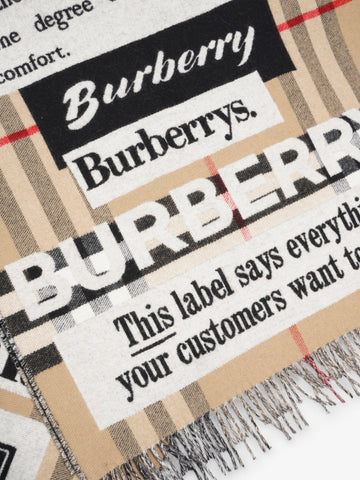 Burberry Newspaper Scarf Archive Beige / Red / Black Cashmere