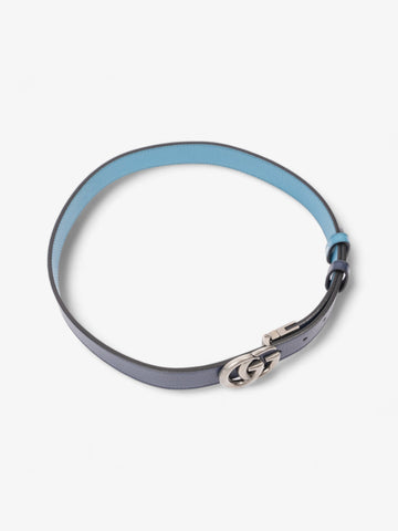 Gucci EC Marmont Thin Reversible Belt Navy / Aqua Blue Leather 80cm 32"