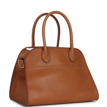The Row Soft Margaux 10 Bag Cuir Saddle Leather Gold Hardware