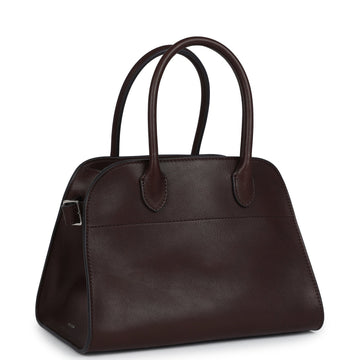 The Row Soft Margaux 10 Bag Chestnut Saddle Leather Silver Hardware