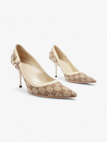 Gucci D-Ring Heels 80mm Beige Canvas EU 38 UK 5