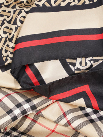 Burberry Multi Colour Scarf Archive Beige Silk