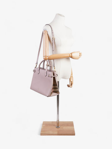 Burberry Banner Bag Pale Orchid / House Check Calfskin Leather Medium