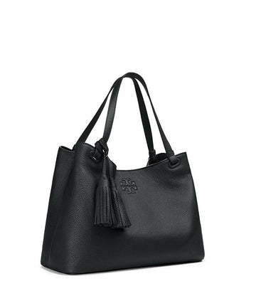 TORY BURCH THEA CENTER ZIP CALFSKIN LEATHER TOTE BAG