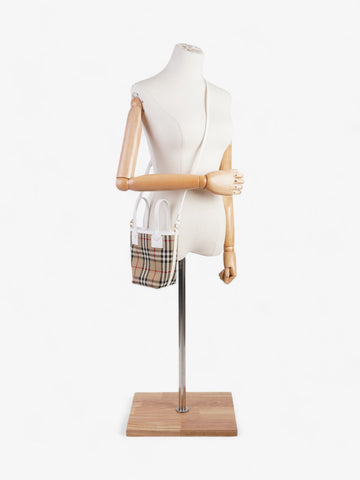 Burberry London Tote Archive Beige / White Cotton Mini