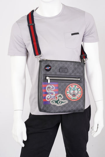 Gucci Night Courrier messenger bag Black EC Supreme Coated Canvas