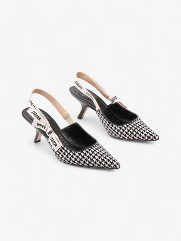 Christian Dior J'ADIOR Slingback Pumps 65 Black / White Tweed EU 40 UK 7