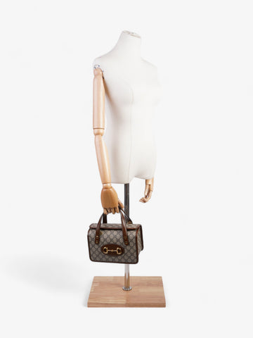 Gucci Horsebit 1955 Top Handle EC Supreme / Brown Coated Canvas Mini