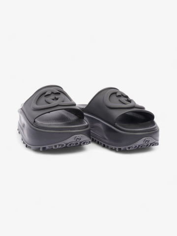 Gucci EC Platform Slides Black Rubber EU 35 UK 2