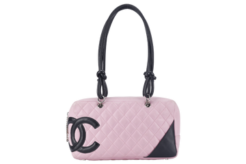 CHANEL CAMBON LINE (9139xxxx) LARGE PINK CALFSKIN LEATHER SILVER HARDWARE WITH DUST COVER