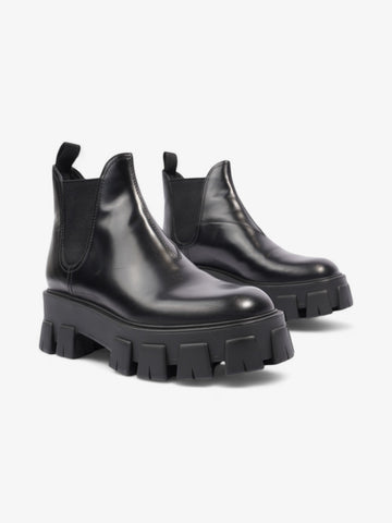Prada Monolith Platform Chelsea Boot Black Leather EU 38.5 UK 5.5