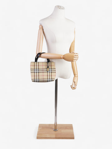 Burberry London Tote Nova Check / Black Canvas Mini