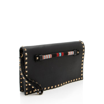 Valentino Calfskin Beaded Rockstud Clutch (SHF-k3brxs)