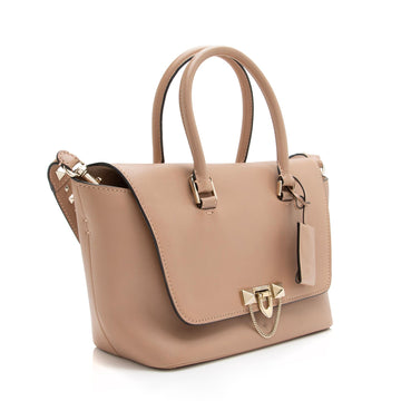 Valentino Calfskin Demilune Rockstud Small Double Handle Satchel (SHF-23417)