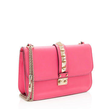 Valentino Calfskin Glam Lock Medium Shoulder Bag (SHF-x6z46r)