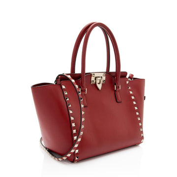 Valentino Calfskin Rockstud Double Handle Small Tote (SHF-SO26pt)