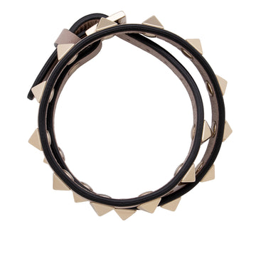 Valentino Calfskin Rockstud Double Strap Bracelet (SHF-9CwSGI)