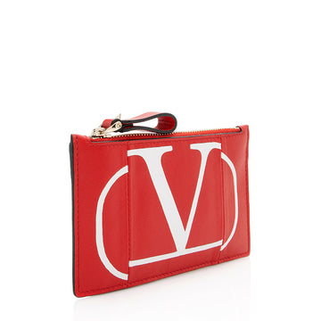 Valentino Calfskin V Logo Zip Pouch (SHF-16943)