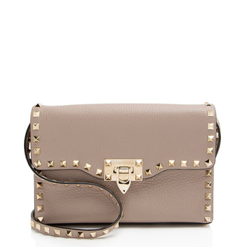 Valentino Grainy Calfskin Rockstud Flap Small Crossbody (SHF-yYGh00)