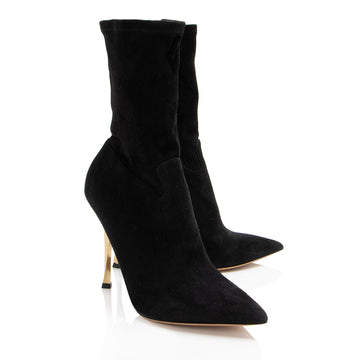 Valentino Suede Twisted Heel Boots - Size 7 / 37