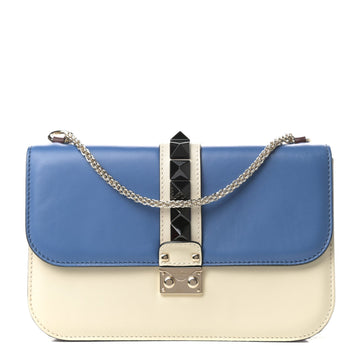 VALENTINO TRI-COLOR ROCKSTUD MEDIUM GLAM LOCK CALFSKIN LEATHER CROSSBODY