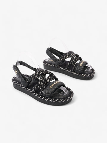 Chanel CC Sandals Black / White Leather EU 37 UK 4