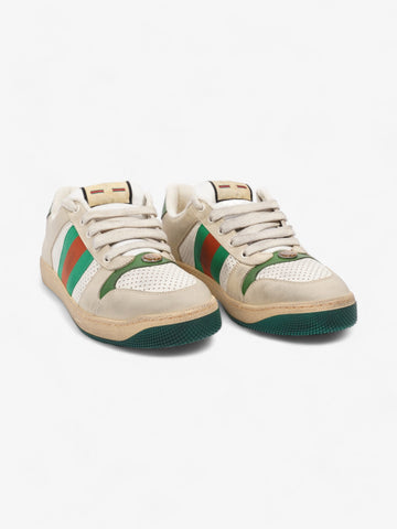 Gucci Screener EC Sneakers Beige / White / Green Leather EU 42.5 UK 8.5