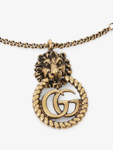 Gucci CS Lion Necklace Antique Gold Base Metal