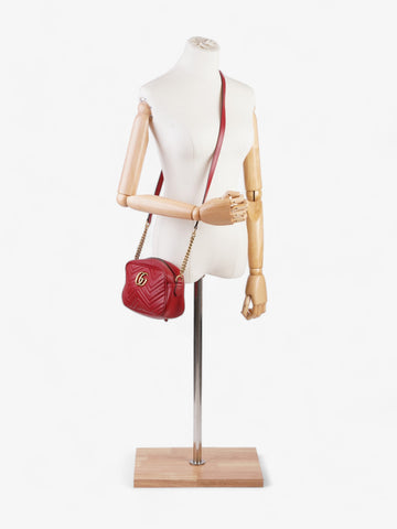 Gucci EC Marmont Zip Red Matelasse Leather Small