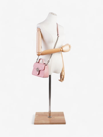 Gucci CS Marmont Top Handle Bag Pink Matelasse Leather Mini