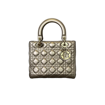 Calfskin Cannage Medium Lady Dior Gold GHW