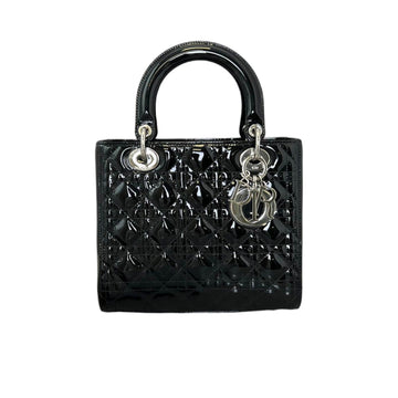 Medium Lady Dior Top Flap Patent Cannage Black SHW