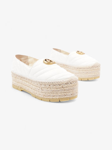 Gucci EC Marmont Platform Espadrille White / Gold Nappa Leather EU 36.5 UK 3.5