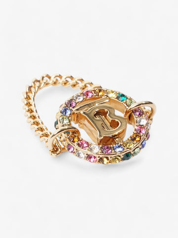 Burberry TB Pave Chain Ring Light Gold / Multicoloured Base Metal Small (Circumference - 50mm)