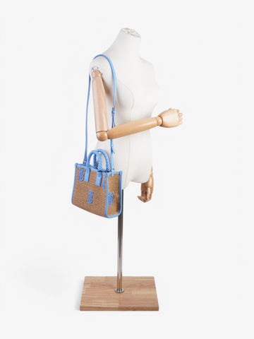 Burberry Mini Freya Tote Beige / Blue Raffia