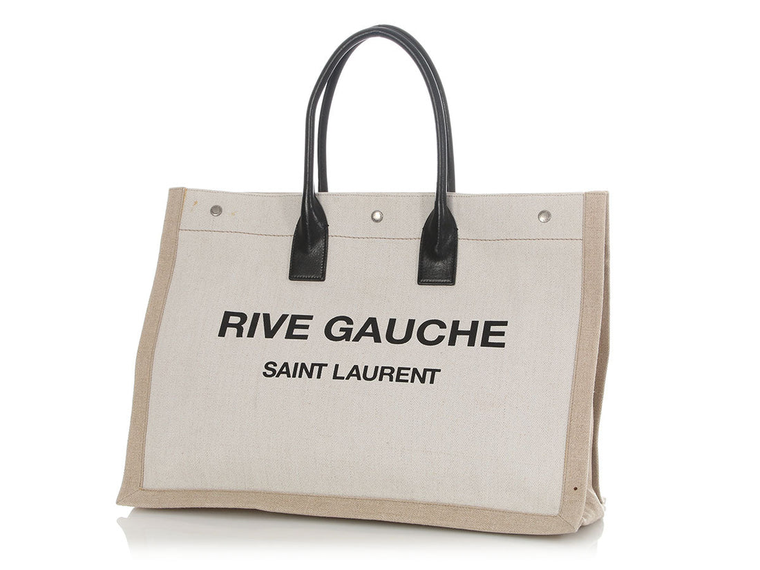 Saint Laurent Large Beige Canvas Rive Gauche Tote