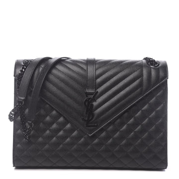 YSL GRAIN DE POUDRE MIXED MATELASSE LARGE TRIQUILT MONOGRAM BAG