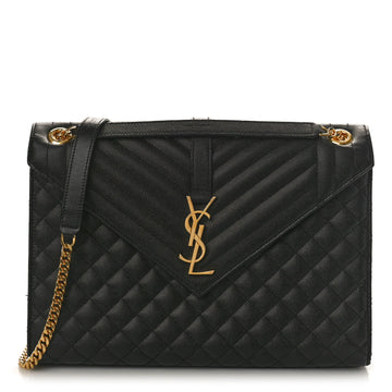 YSL GRAIN DE POUDRE MIXED MATELASSE LARGE TRIQUILT MONOGRAM BAG