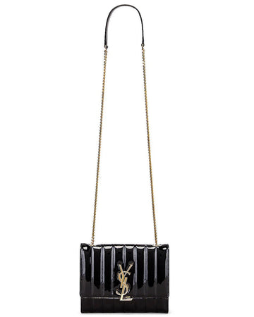 YSL PATENT CALFSKIN MONOGRAM LARGE VICKY CHAIN BAG