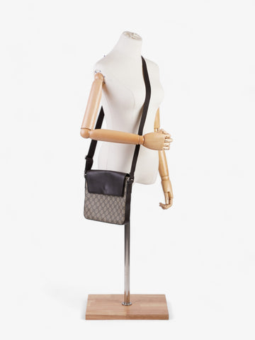 Gucci Classic Flap  Beige And Ebony EC Supreme / Brown Coated Canvas