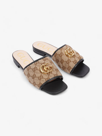 Gucci EC Sandals Beige  / Brown / Black Canvas EU 36 UK 3