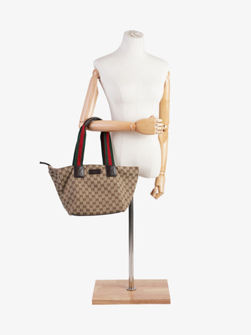 Gucci Web Handle Tote EC Supreme / Red / Green Canvas