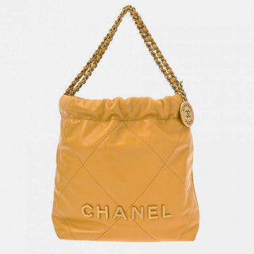 Yellow Shiny Calfskin 22 Chain Shoulder Bag