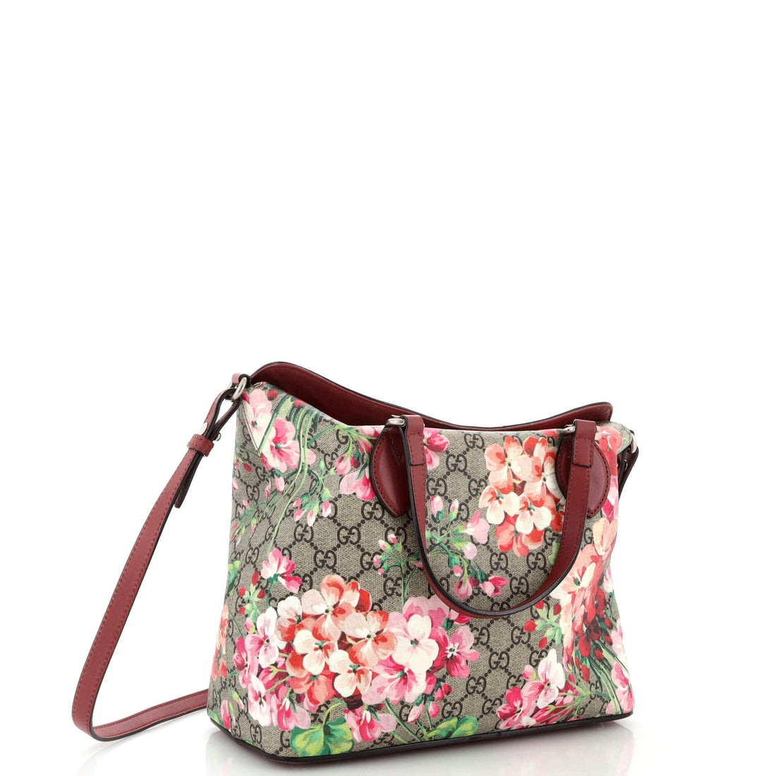 Signature Fold Over Tote Blooms Print EC Coated Canvas Medium