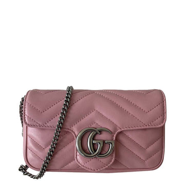 Pink Matelasse Leather Super Mini GG Marmont Shoulder Bag