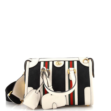 Bauletto Top Handle Bag EC Canvas and Leather Small