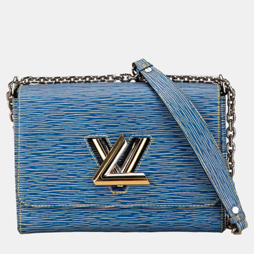 Blue Epi Denim Leather Twist MM Shoulder Bag
