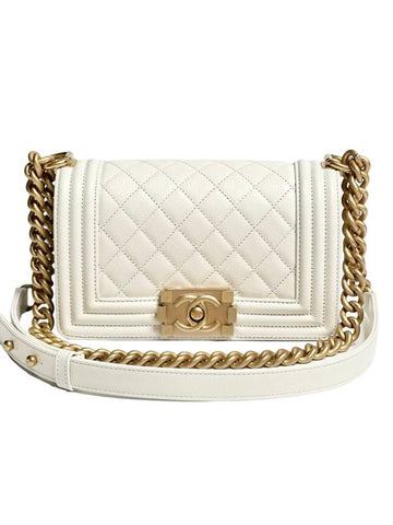 Boy Chanel Gold Flap Shoulder Bag White Chanel