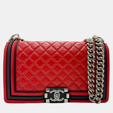 Red Black Silver Leather Rubber Boy Bag