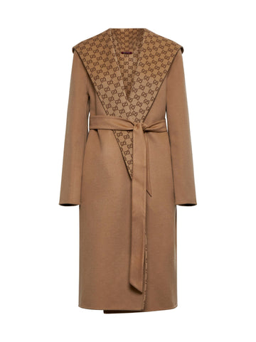 Gucci Women Reversible Gg Wool-Blend And Silk Coat